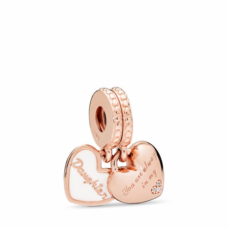 Pandora Rose™ Mother & Daughter Hearts Dangle Charm Clearance NZ (193628-WFV)